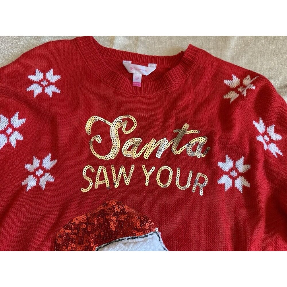No‎ Boundaries Women Santa Saw Your Insta Pics, Ugly Christmas Sweater Large - Picture 4 of 7
